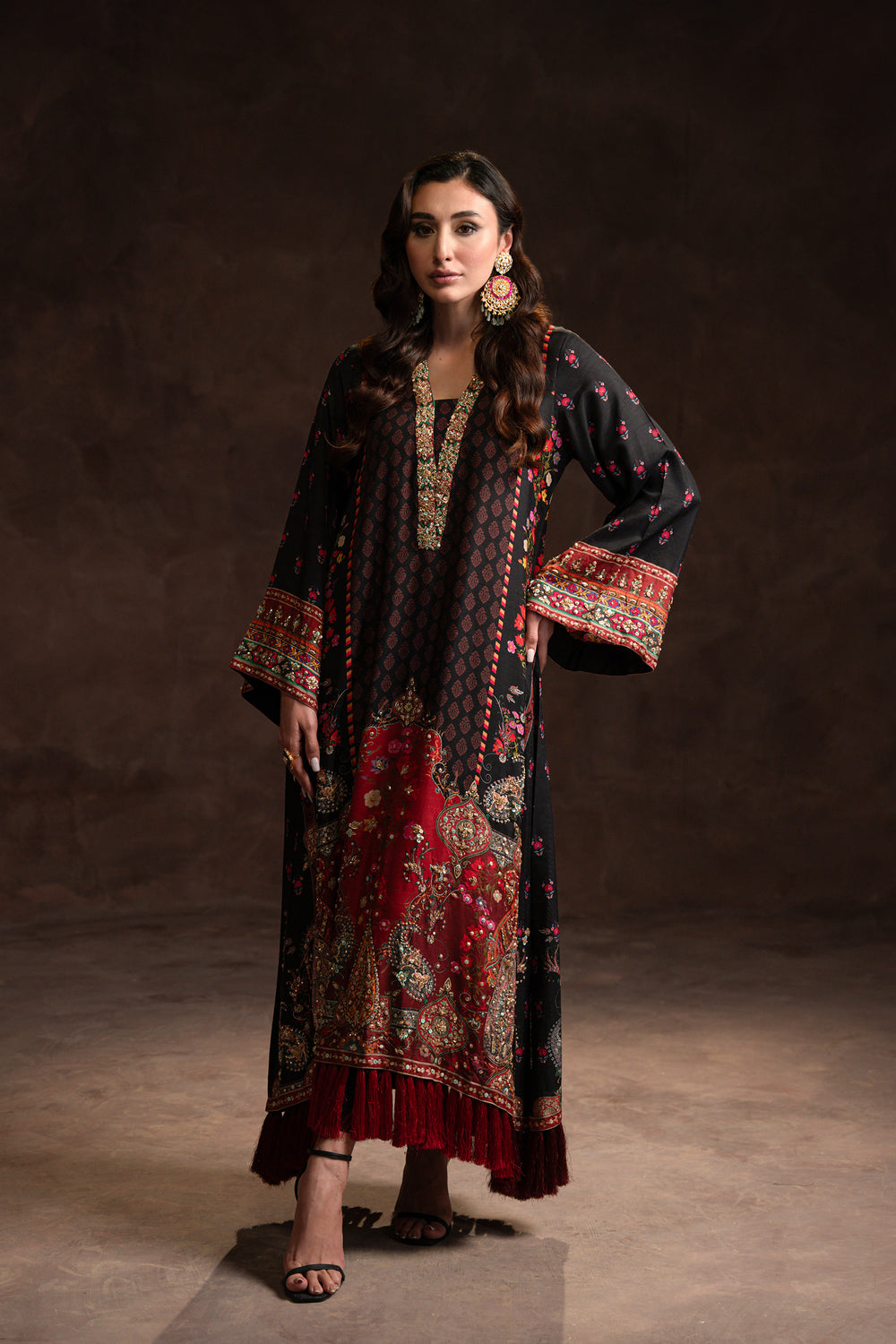 Multi Tassel Black Kaftan