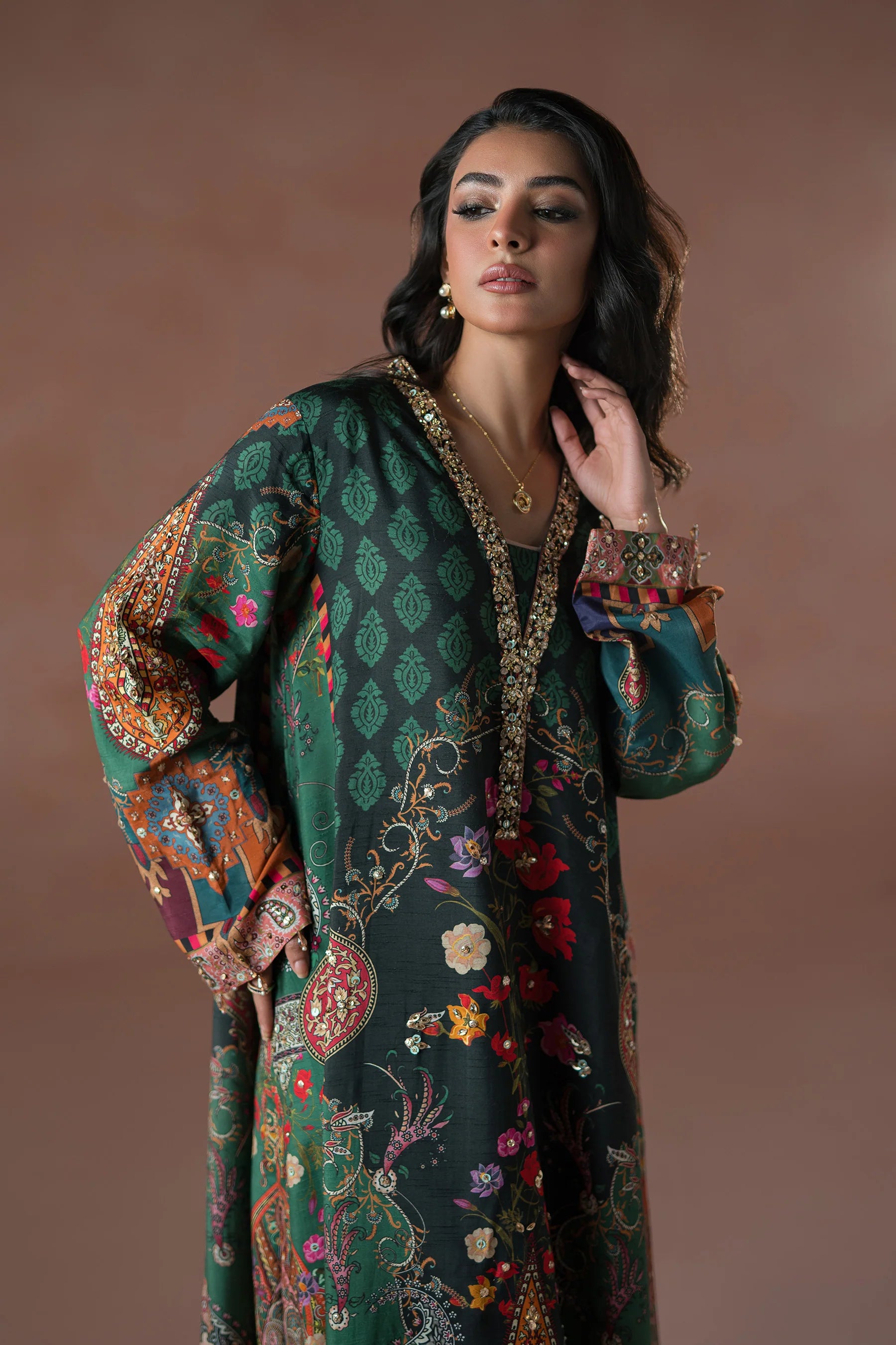 Forest Floral Tassel Kaftan Set