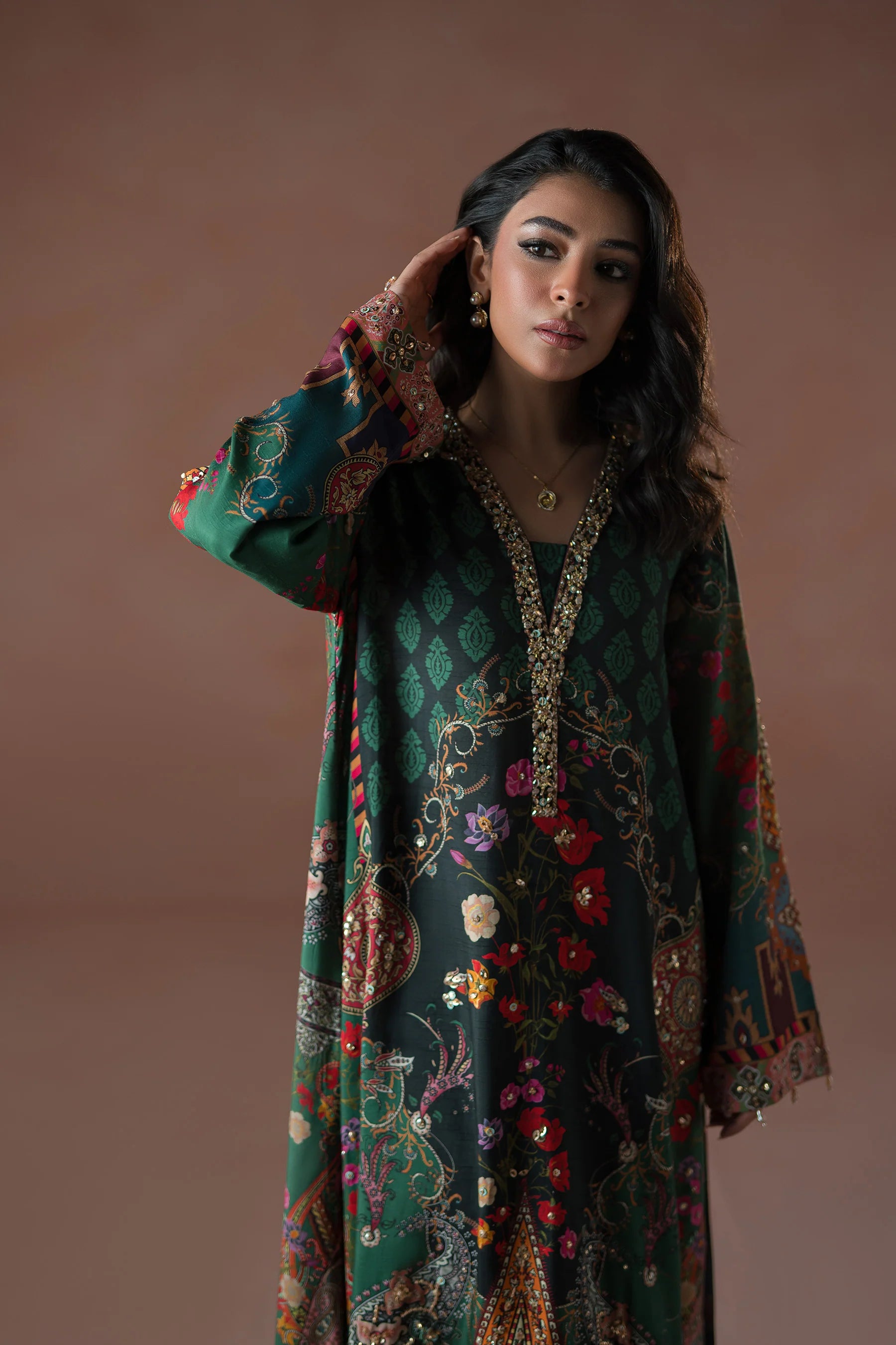 Forest Floral Tassel Kaftan Set