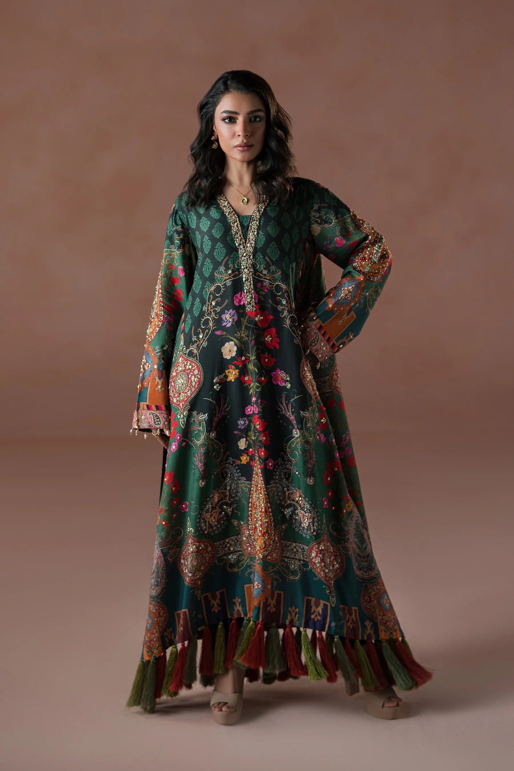 Forest Floral Tassel Kaftan Set
